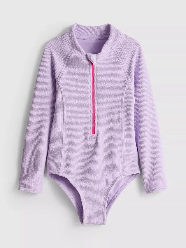 1.5-9yrs | textured long sleeve swimsuit