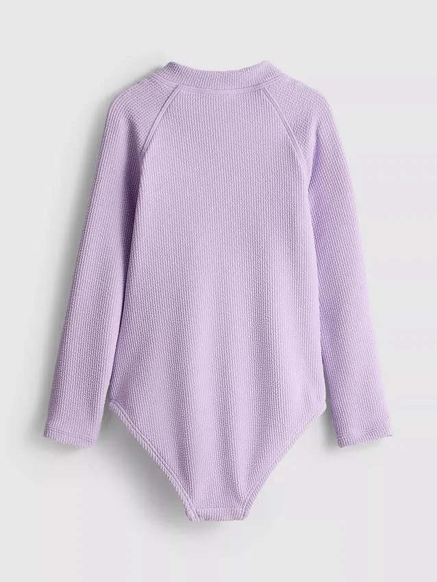 1.5-9yrs | textured long sleeve swimsuit