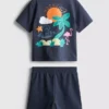 1.5-9yrs | tropical graphic flocked t-shirt and shorts set