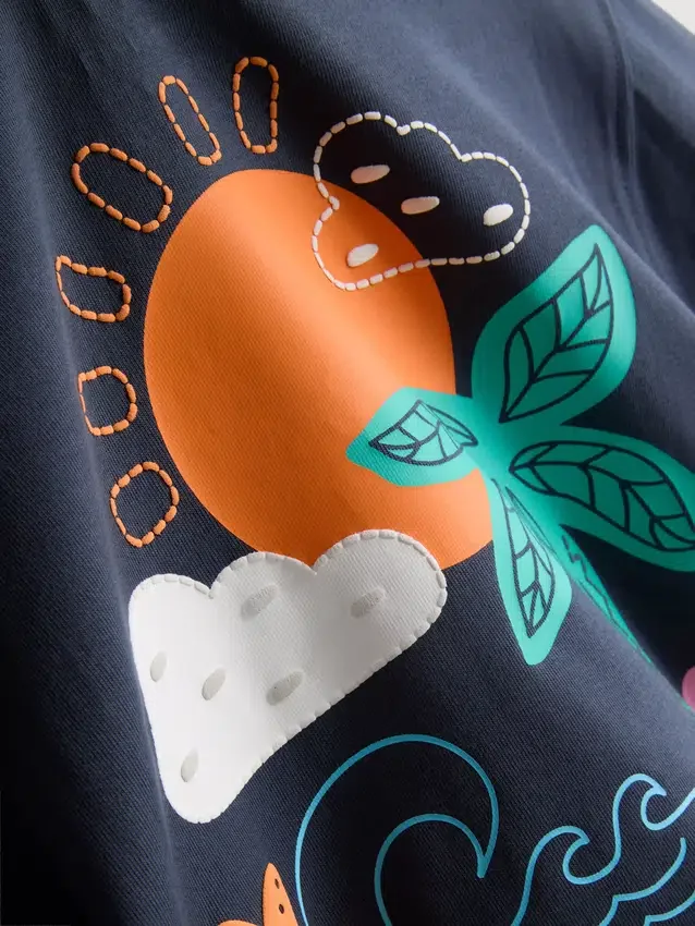 1.5-9yrs | tropical graphic flocked t-shirt and shorts set