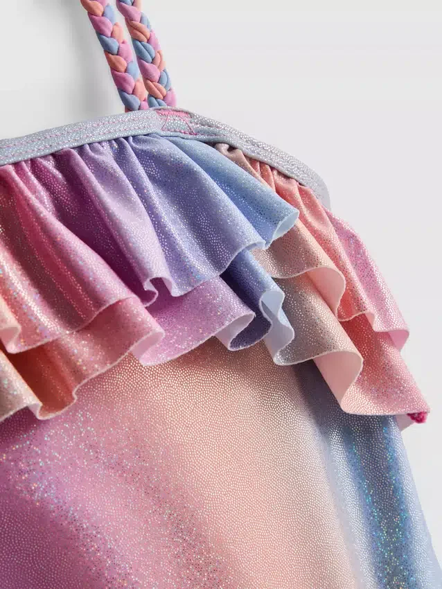 1-9yrs | ombra glitter ruffle swimsuit