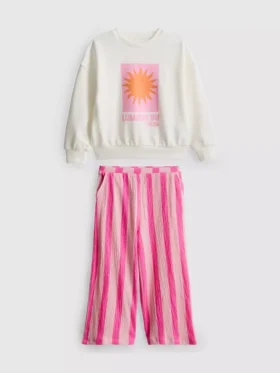 1-9yrs | sweatshirt and crinkle textured pants set