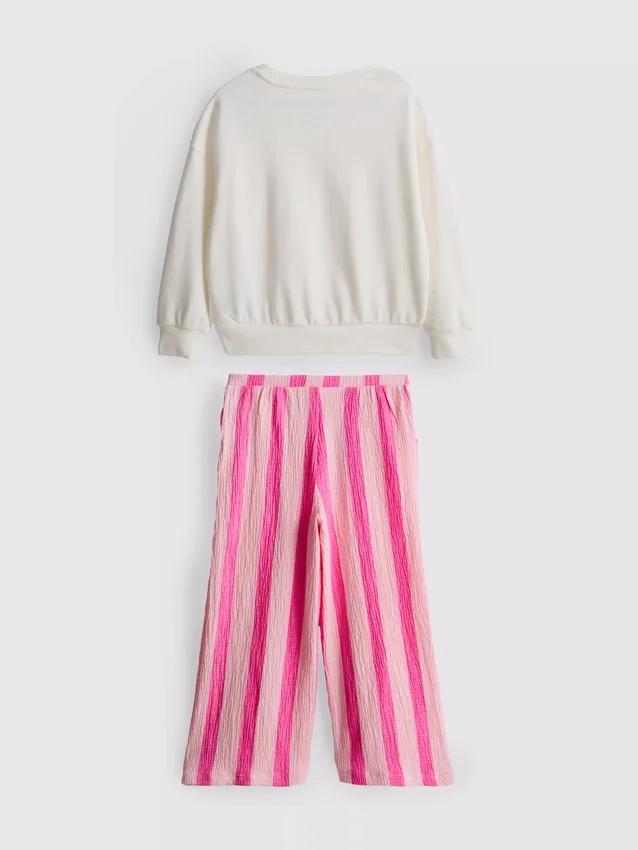 1-9yrs | sweatshirt and crinkle textured pants set