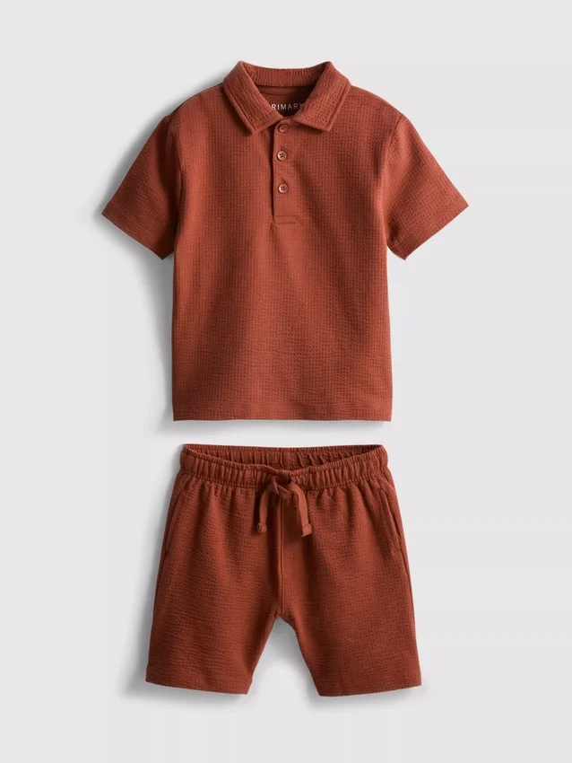 1-9yrs | textured polo shirt and shorts set
