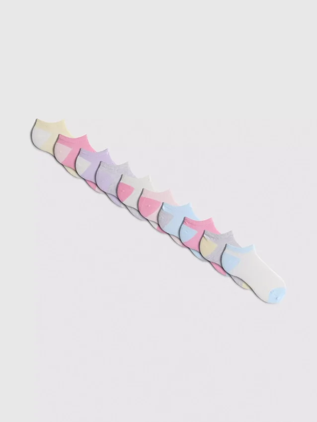 10pk flat seam sneaker socks