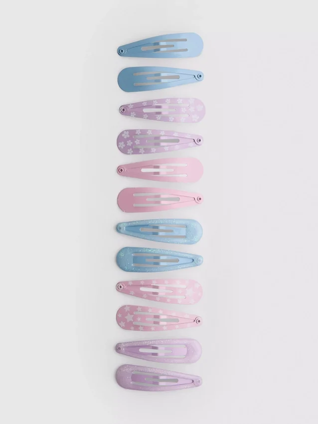 12pk mixed snap hair clips