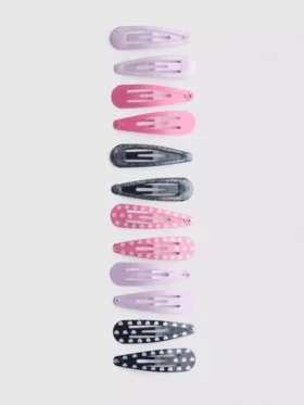12pk mixed snap hair clips