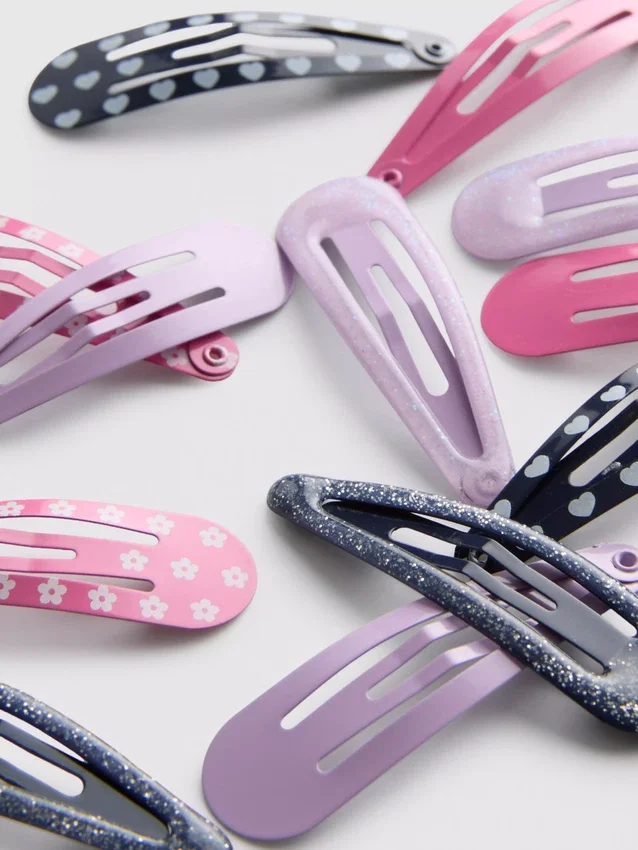 12pk mixed snap hair clips