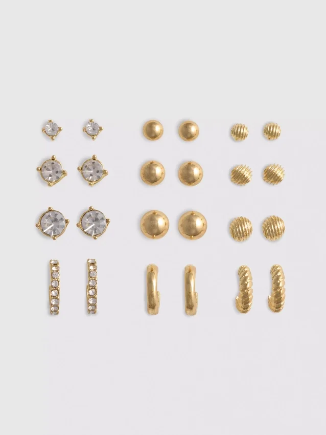 12pk stud and hoop earrings