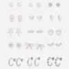 15pk stud and hoop earrings