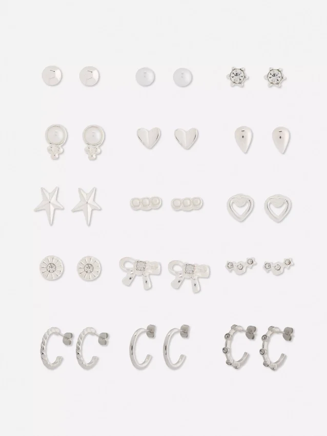 15pk stud and hoop earrings