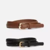 2-pack skinny faux leather belts