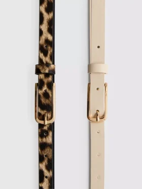 2-pack skinny faux leather belts