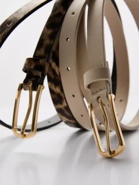 2-pack skinny faux leather belts