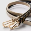 2-pack skinny faux leather belts