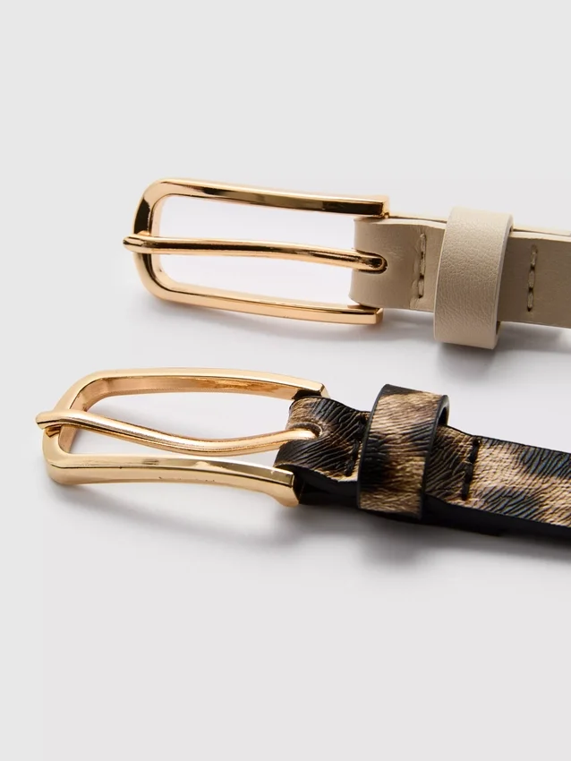 2-pack skinny faux leather belts