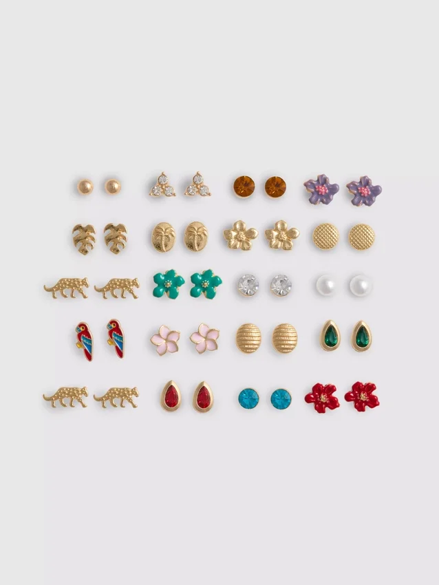 20pk tropical stud earrings