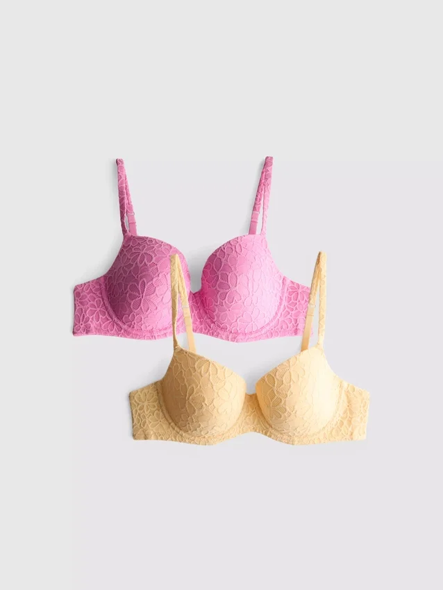 2pk a-d flower mesh t-shirt bras