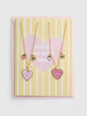 2pk bff heart necklaces