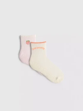 2pk cotton rich quarter crew peach yoga socks