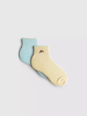2pk croissant yoga socks