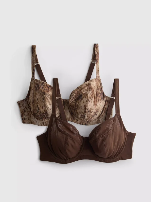 2pk d-h underwire mesh printed bra