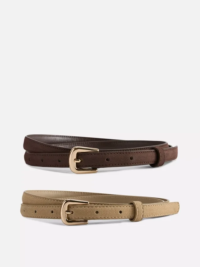 2pk faux suede skinny belts