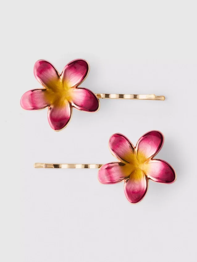 2pk floral hair slides
