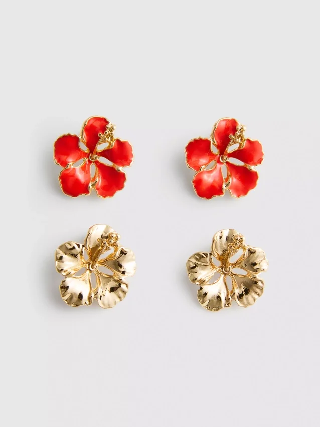 2pk flower stud earrings