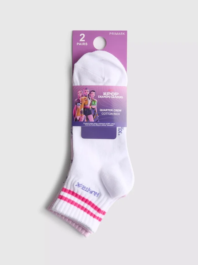 2pk kpop demon hunters cotton quarter crew socks