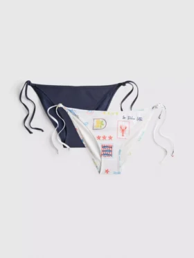 2pk printed side-tie bikini bottoms