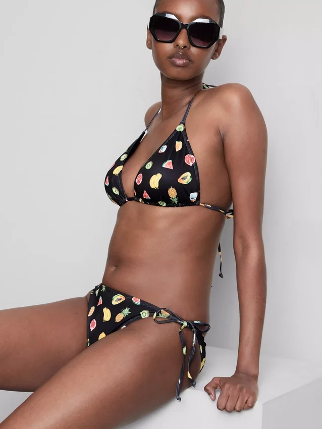 2pk printed side-tie bikini bottoms