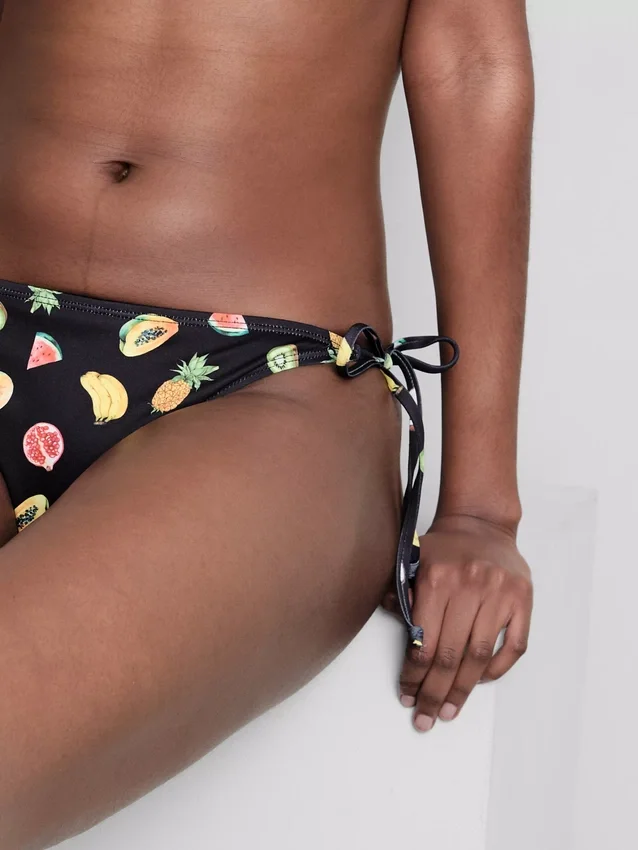 2pk printed side-tie bikini bottoms