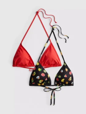 2pk printed triangle bikini top