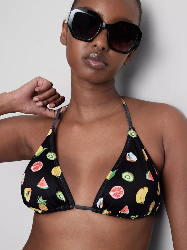 2pk printed triangle bikini top