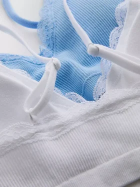 2pk seamless lace trim bralette