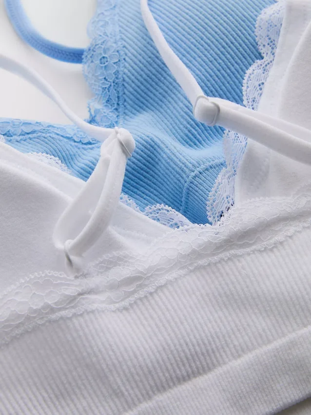 2pk seamless lace trim bralette