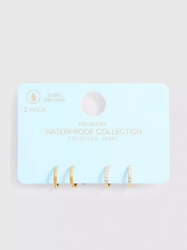 2pk waterproof diamanta hoops