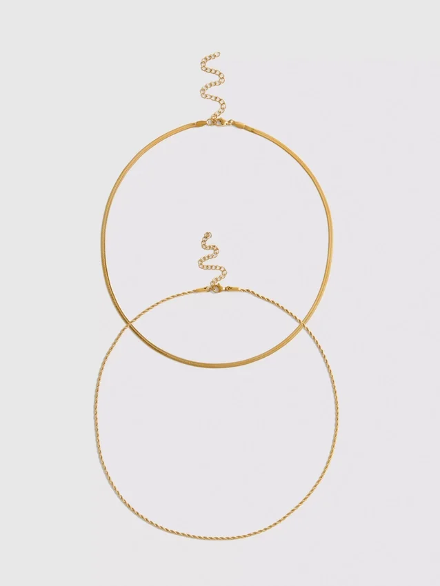 2pk waterproof layered necklaces