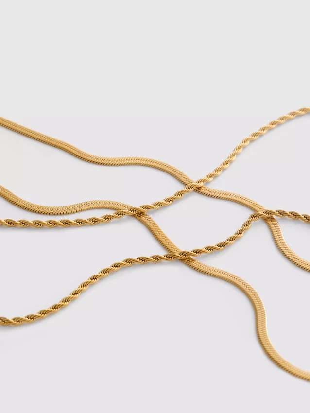 2pk waterproof layered necklaces