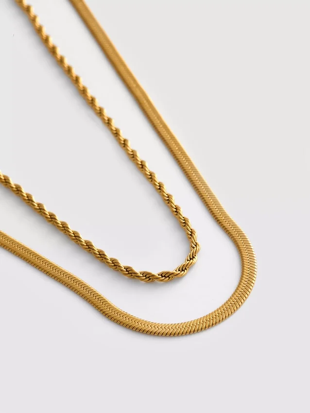 2pk waterproof layered necklaces