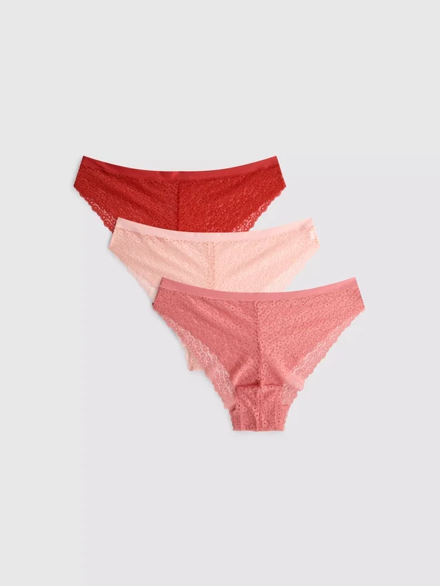 3-pack all-over lace brazilian briefs