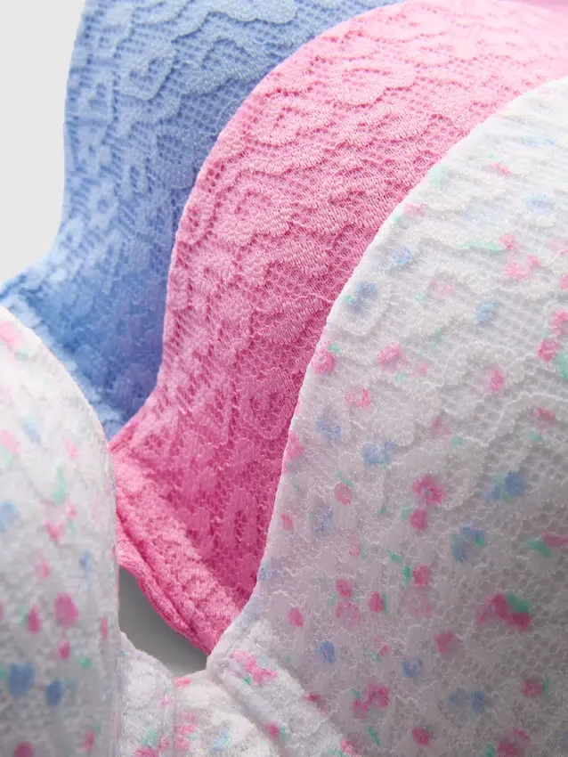 3-pack lace t-shirt bras