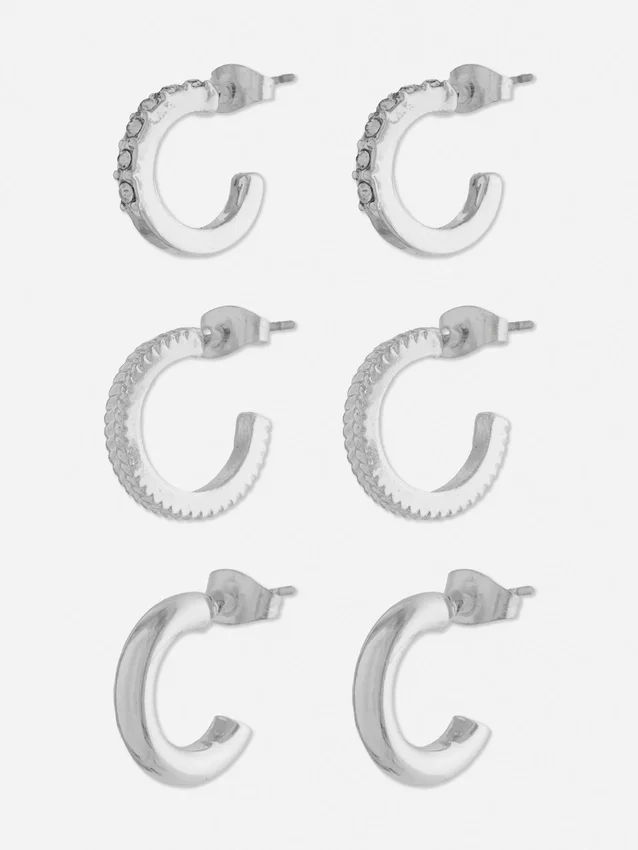 3-pack mini hoop earrings
