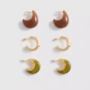 3-pack resin hoop earrings
