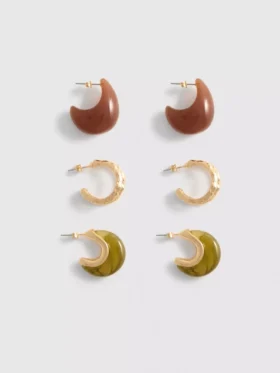 3-pack resin hoop earrings