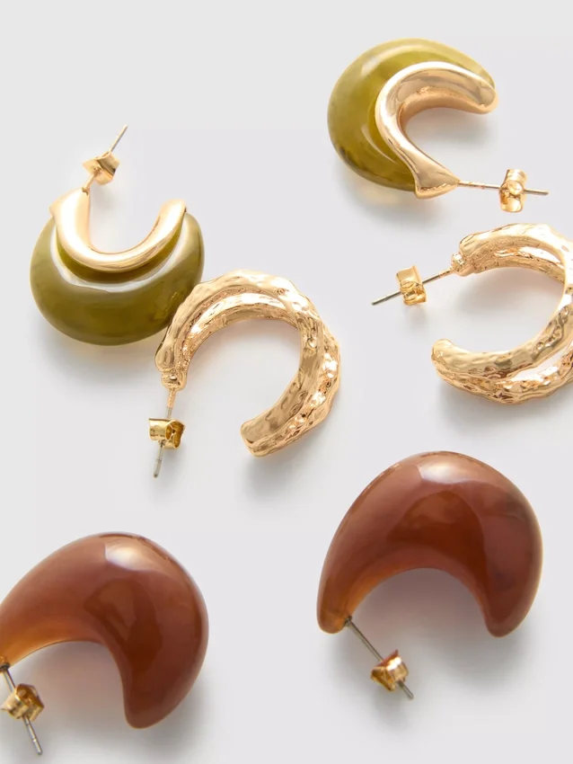 3-pack resin hoop earrings