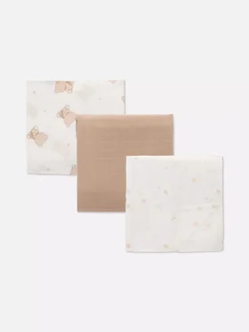 3-pack square muslin blankets
