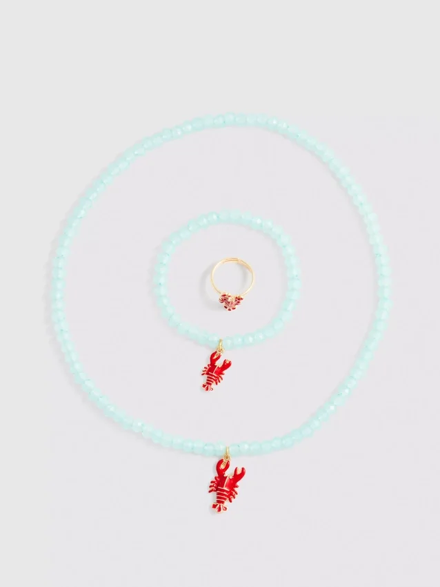 3-piece lobster charm jewelry set