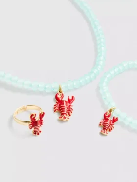 3-piece lobster charm jewelry set